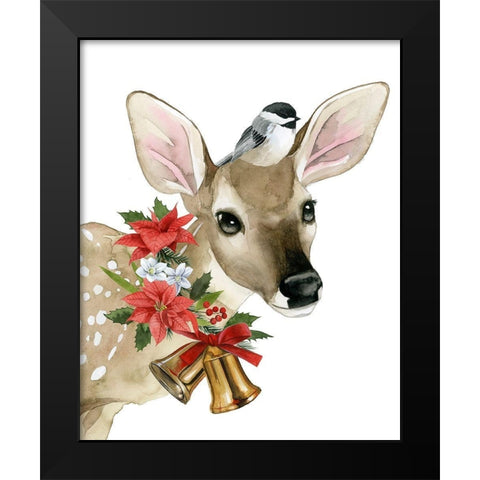 Deer Christmas I Black Modern Wood Framed Art Print by Popp, Grace