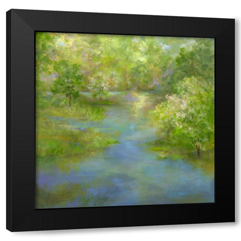 Spring Lake Reflections Black Modern Wood Framed Art Print with Double Matting by Finch, Sheila