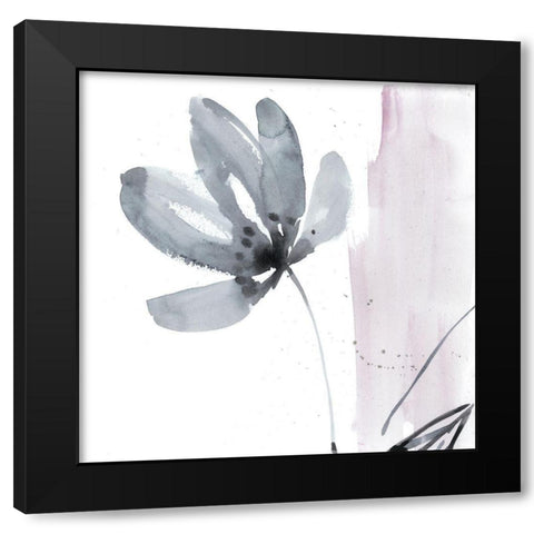 Blush Flower Splash I Black Modern Wood Framed Art Print with Double Matting by Goldberger, Jennifer