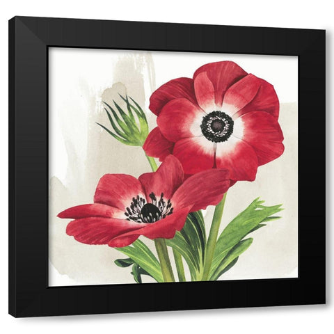 Crimson Anemones II Black Modern Wood Framed Art Print with Double Matting by Popp, Grace