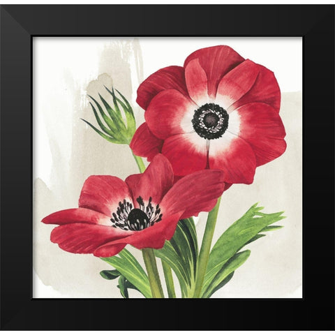 Crimson Anemones II Black Modern Wood Framed Art Print by Popp, Grace