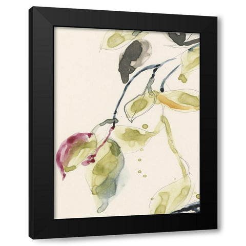 Leaf Branch Triptych I Black Modern Wood Framed Art Print by Goldberger, Jennifer