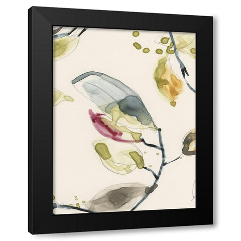 Leaf Branch Triptych II Black Modern Wood Framed Art Print by Goldberger, Jennifer