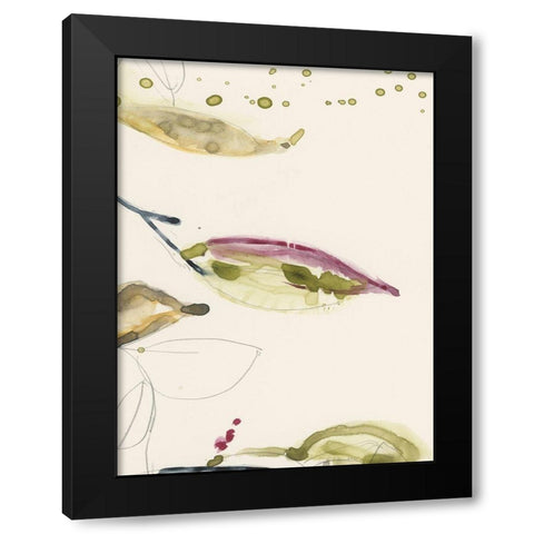 Leaf Branch Triptych III Black Modern Wood Framed Art Print by Goldberger, Jennifer