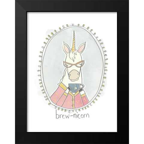 Caffeinated Cutie I Black Modern Wood Framed Art Print by Vess, June Erica