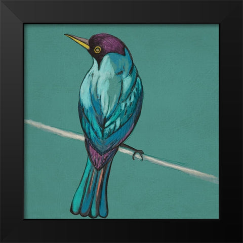 Winged Sketch I on Teal Black Modern Wood Framed Art Print by Zarris, Chariklia