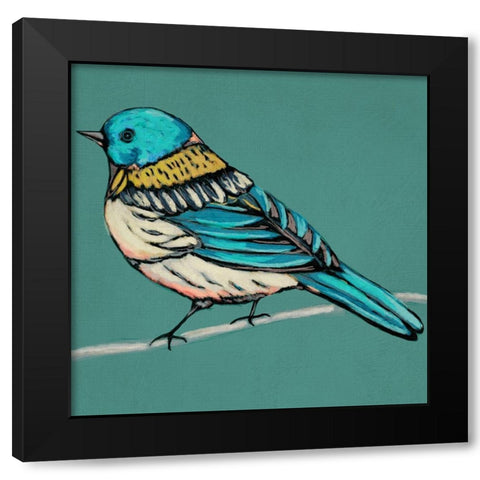 Winged Sketch III on Teal Black Modern Wood Framed Art Print with Double Matting by Zarris, Chariklia