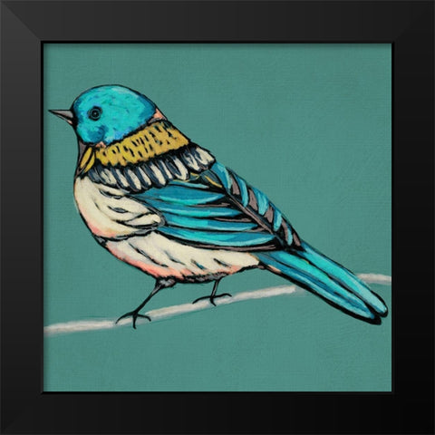 Winged Sketch III on Teal Black Modern Wood Framed Art Print by Zarris, Chariklia