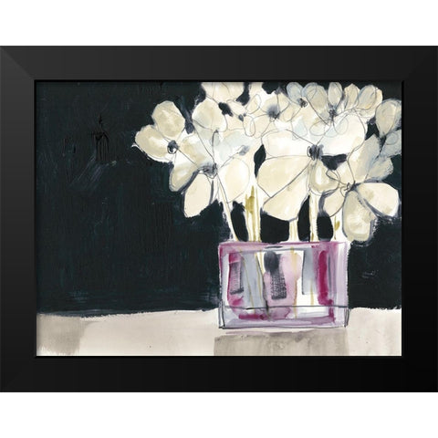 White Flowers in Fuchsia I Black Modern Wood Framed Art Print by Goldberger, Jennifer