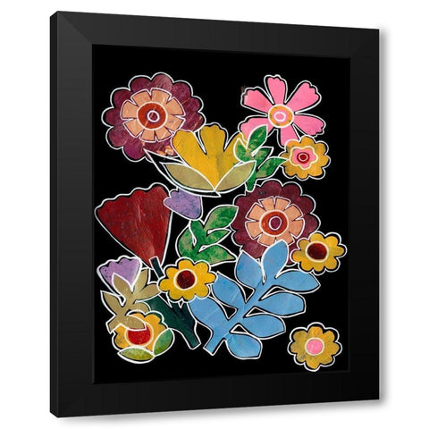 Layered Floral I Black Modern Wood Framed Art Print by Moore, Regina