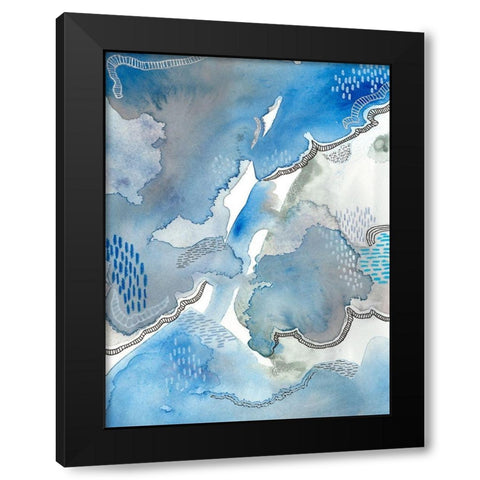 Subtle Blues I Black Modern Wood Framed Art Print with Double Matting by Moore, Regina