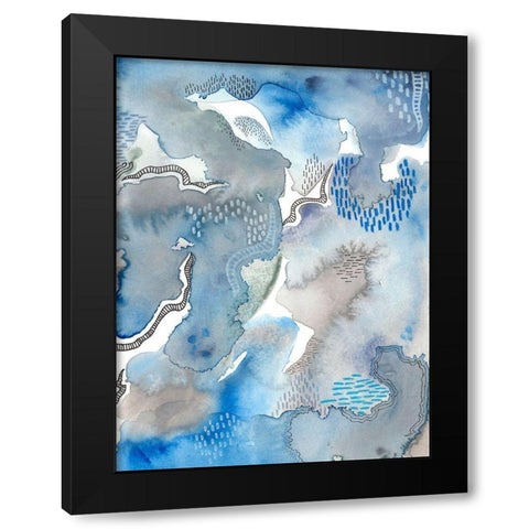 Subtle Blues II Black Modern Wood Framed Art Print by Moore, Regina