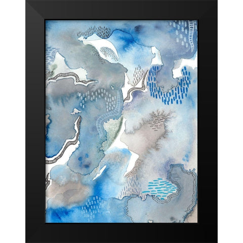 Subtle Blues II Black Modern Wood Framed Art Print by Moore, Regina