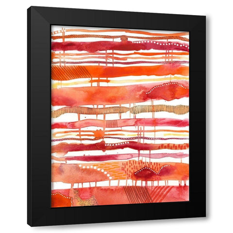 Tangerine Stripes I Black Modern Wood Framed Art Print with Double Matting by Moore, Regina