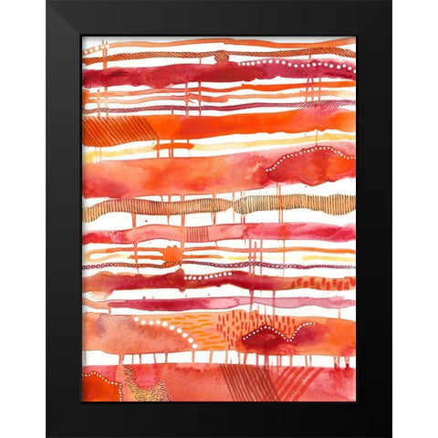 Tangerine Stripes I Black Modern Wood Framed Art Print by Moore, Regina