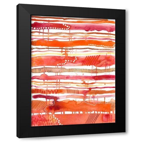 Tangerine Stripes II Black Modern Wood Framed Art Print with Double Matting by Moore, Regina