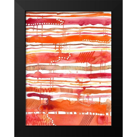 Tangerine Stripes II Black Modern Wood Framed Art Print by Moore, Regina