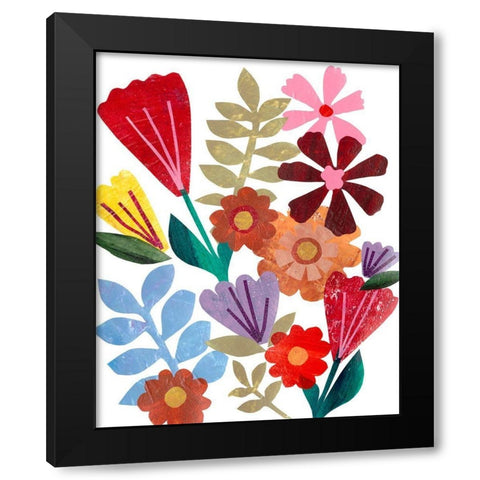 Bright Floral I Black Modern Wood Framed Art Print with Double Matting by Moore, Regina