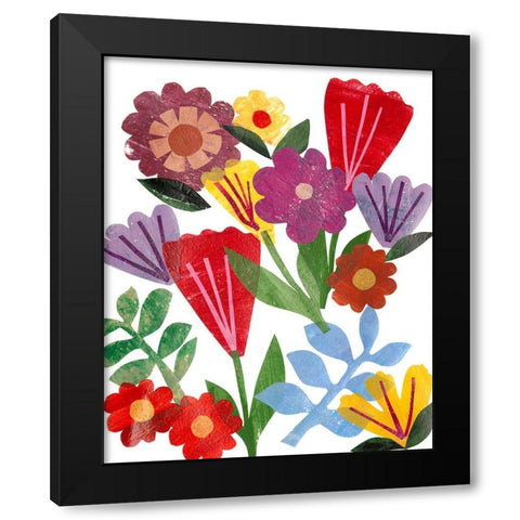 Bright Floral II Black Modern Wood Framed Art Print by Moore, Regina