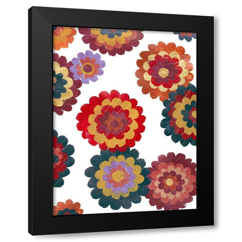 Scattered Blooms II Black Modern Wood Framed Art Print by Moore, Regina