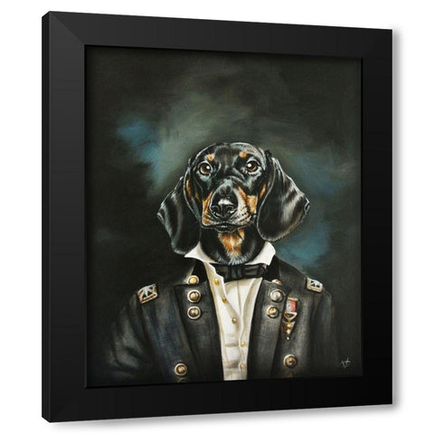 Distinguished Dachshund Black Modern Wood Framed Art Print with Double Matting by Coleman, Victoria
