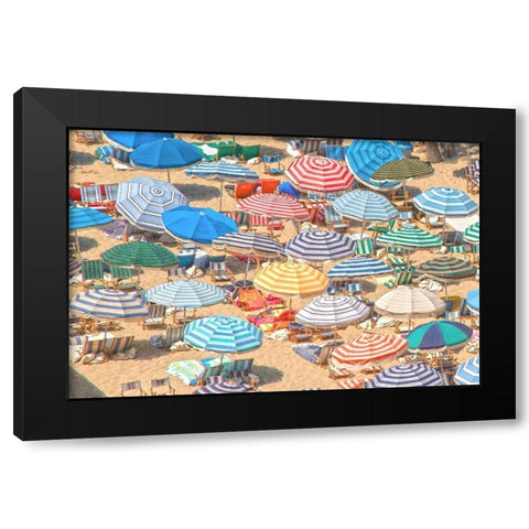 Umbrellas I Black Modern Wood Framed Art Print by Linden, Sally