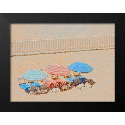 Umbrellas III Black Modern Wood Framed Art Print by Linden, Sally