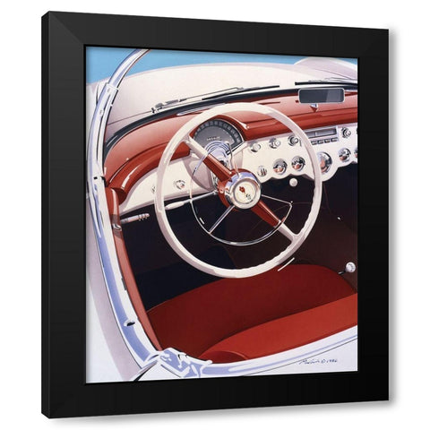 Steering Black Modern Wood Framed Art Print with Double Matting by Mukai, Dennis
