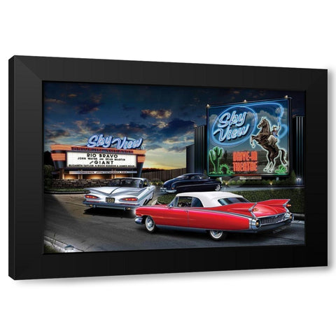 Diners and Cars IV Black Modern Wood Framed Art Print with Double Matting by Flint, Helen