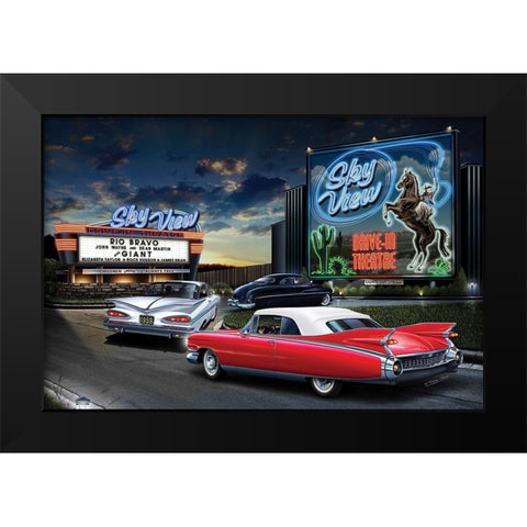 Diners and Cars IV Black Modern Wood Framed Art Print by Flint, Helen