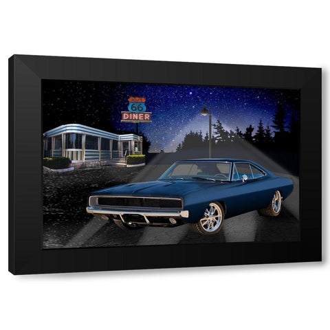 Diners and Cars VI Black Modern Wood Framed Art Print by Flint, Helen