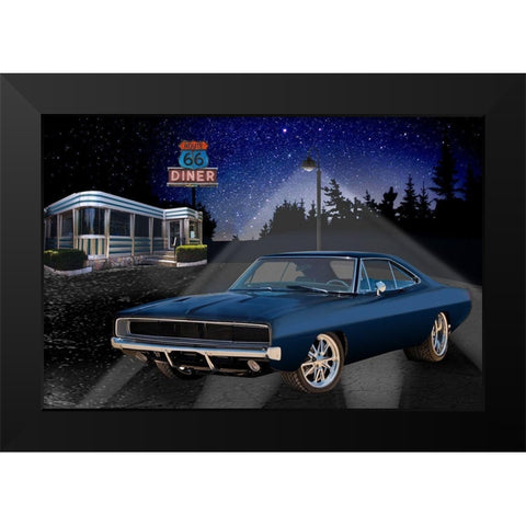 Diners and Cars VI Black Modern Wood Framed Art Print by Flint, Helen