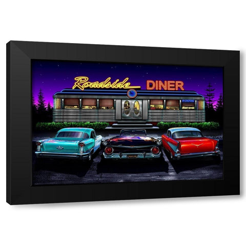 Diners and Cars VIII Black Modern Wood Framed Art Print with Double Matting by Flint, Helen