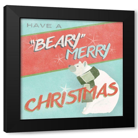 Retro Christmas II Black Modern Wood Framed Art Print with Double Matting by Vess, June Erica
