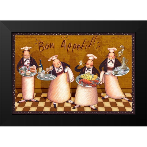 Chefs Bon Appetit V Black Modern Wood Framed Art Print by Eisner, Viv