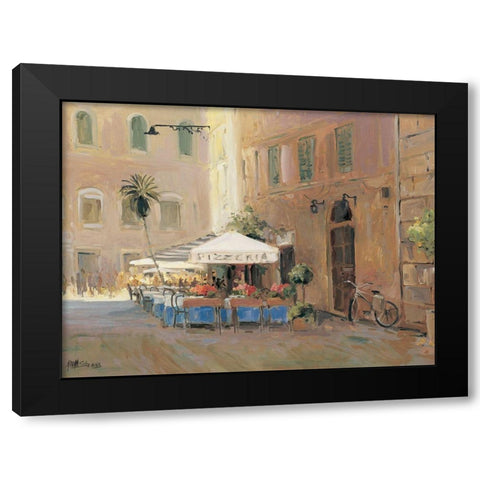 Cafe Roma Black Modern Wood Framed Art Print with Double Matting by Stevens, Allayn