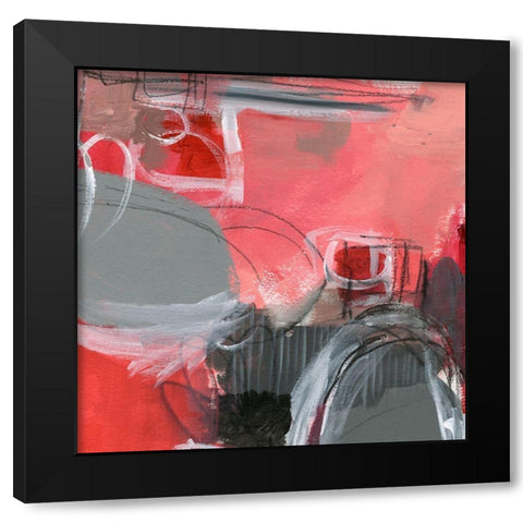 Red and Gray Abstract I Black Modern Wood Framed Art Print with Double Matting by Parker, Jennifer Paxton