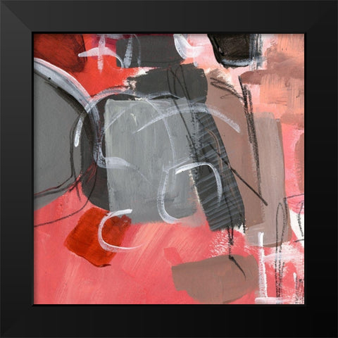 Red and Gray Abstract II Black Modern Wood Framed Art Print by Parker, Jennifer Paxton