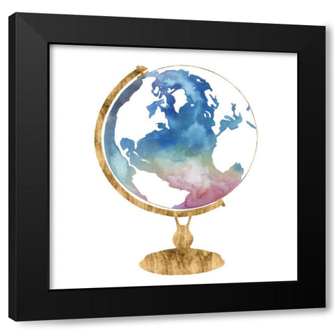Adventure Globe I Black Modern Wood Framed Art Print by Popp, Grace