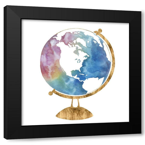 Adventure Globe II Black Modern Wood Framed Art Print with Double Matting by Popp, Grace