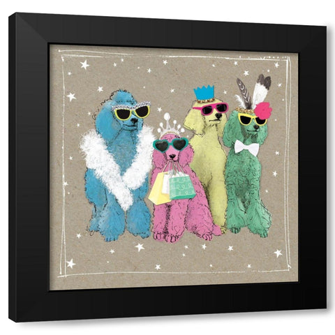 Fancypants Wacky Dogs II Black Modern Wood Framed Art Print by Gower, Hammond