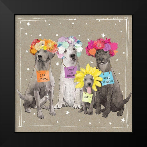 Fancypants Wacky Dogs V Black Modern Wood Framed Art Print by Gower, Hammond