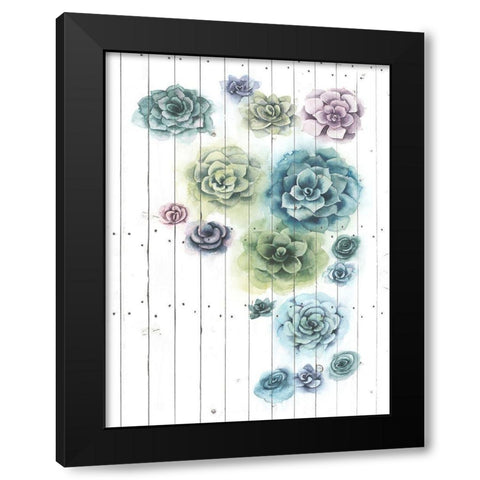Shiplap Succulent Cluster I Black Modern Wood Framed Art Print with Double Matting by Popp, Grace
