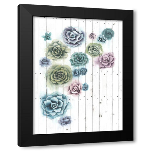 Shiplap Succulent Cluster II Black Modern Wood Framed Art Print with Double Matting by Popp, Grace