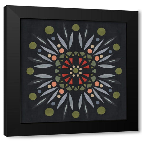 Folk Mandala II Black Modern Wood Framed Art Print with Double Matting by Scarvey, Emma