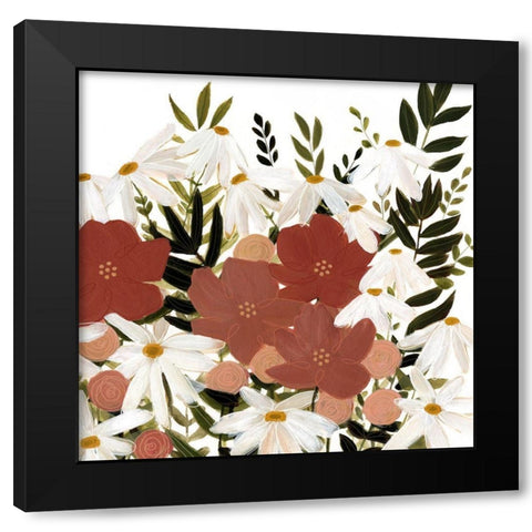 Terracotta Wildflowers I Black Modern Wood Framed Art Print with Double Matting by Scarvey, Emma
