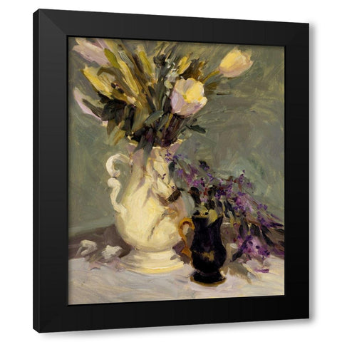 Tulips and Lavender Black Modern Wood Framed Art Print with Double Matting by Stevens, Allayn
