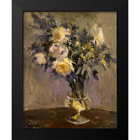 Evening Vase Black Modern Wood Framed Art Print by Stevens, Allayn