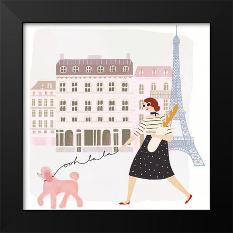 Paris People I Black Modern Wood Framed Art Print by Borges, Victoria