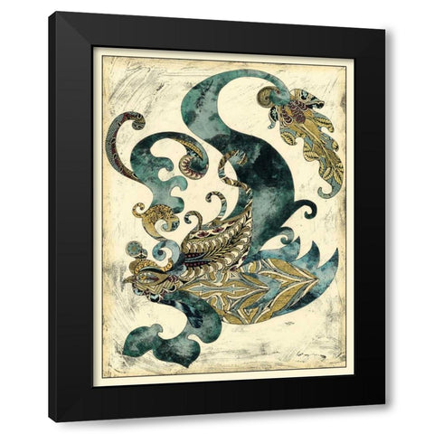 Royal Phoenix Black Modern Wood Framed Art Print with Double Matting by Zarris, Chariklia